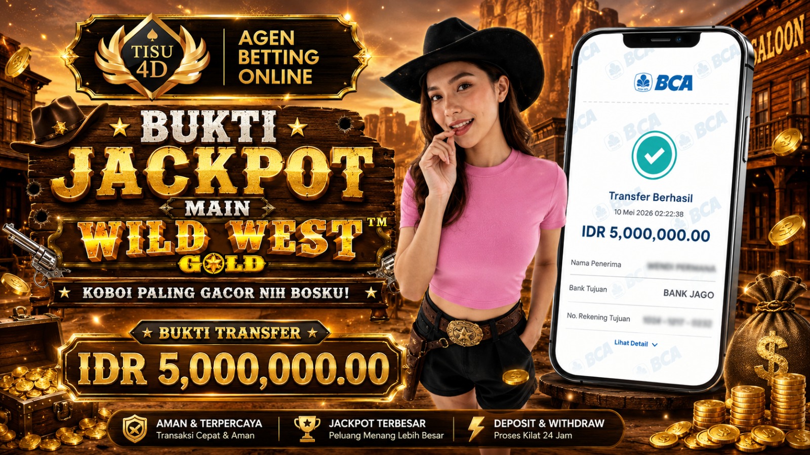 wild west gold memberikan kemenangan malam ini bosku