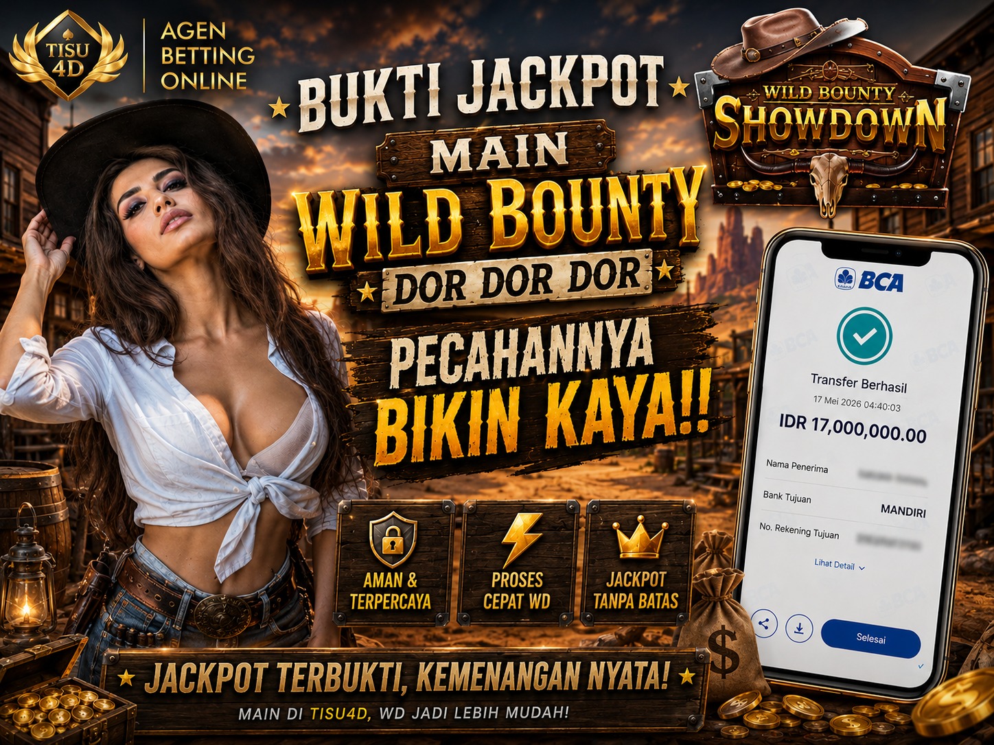 🔥 BUKTI JACKPOT NYATA! 🔥 💰 Main Wild Bounty Showdown di TISU4D dan rasakan sensasi jackpot besar setiap hari!