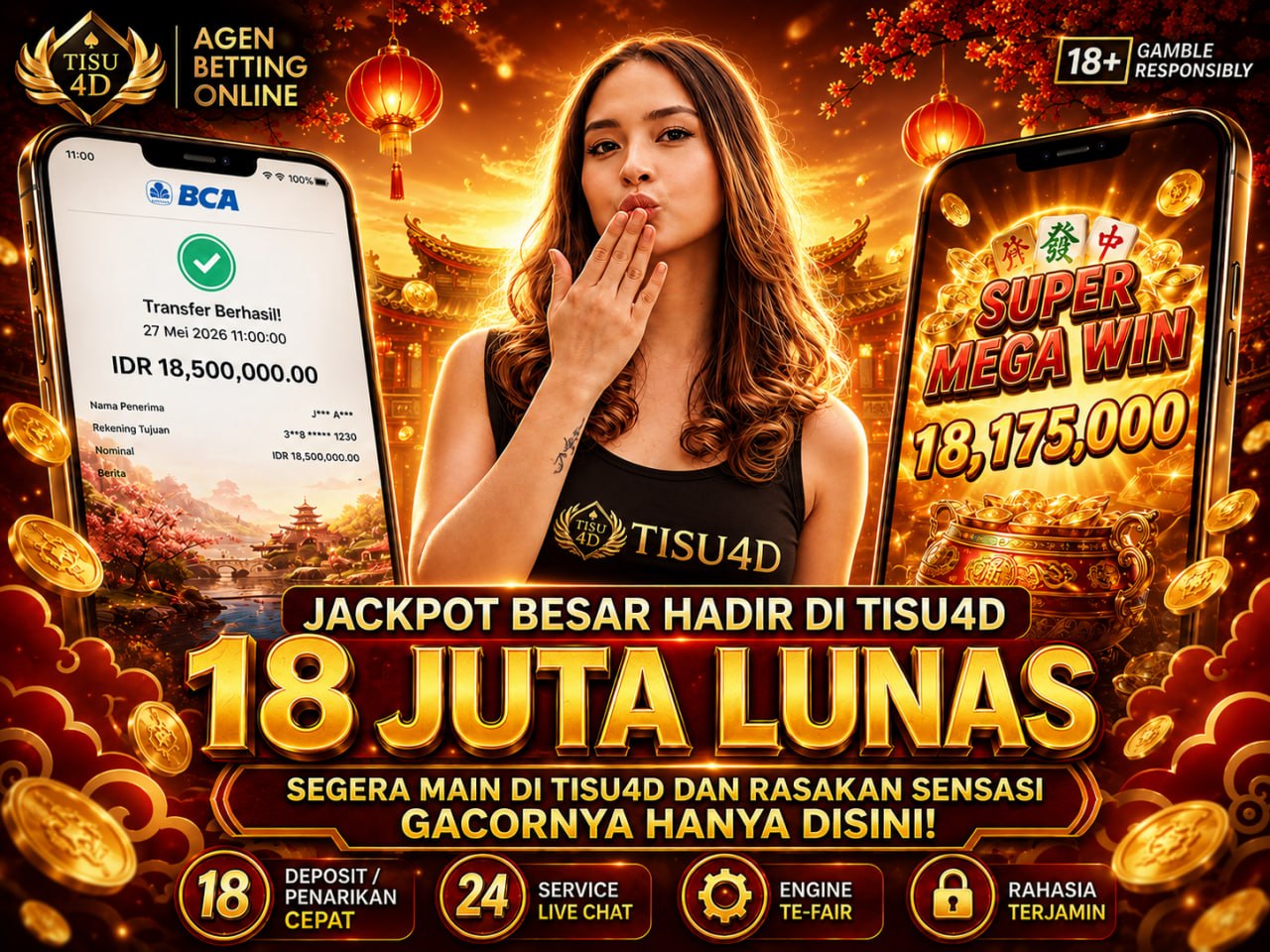 💰 JACKPOT BESAR MENANTI DI TISU4D 💰 Main sekarang dan raih kemenangan fantastis setiap hari! 🔥 Deposit Cepat • WD Kilat • Live Chat 24 Jam 🔥 ✨ Sensasi MAXWIN bikin cuan makin lancar! ✨