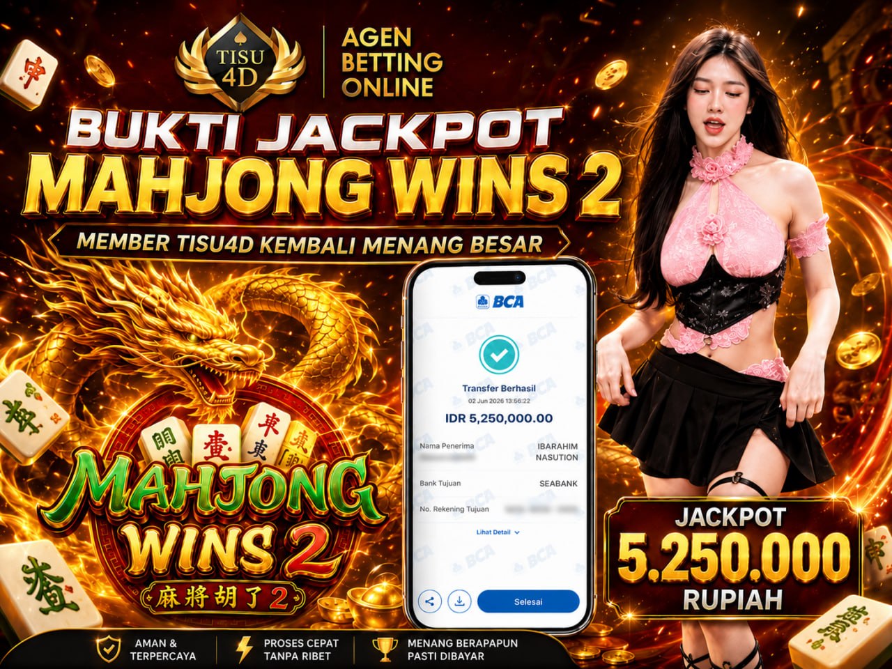 mahjong wins 2 jacpot malam ini bosku selamat atas kemenangan nya bosku😍😍😍