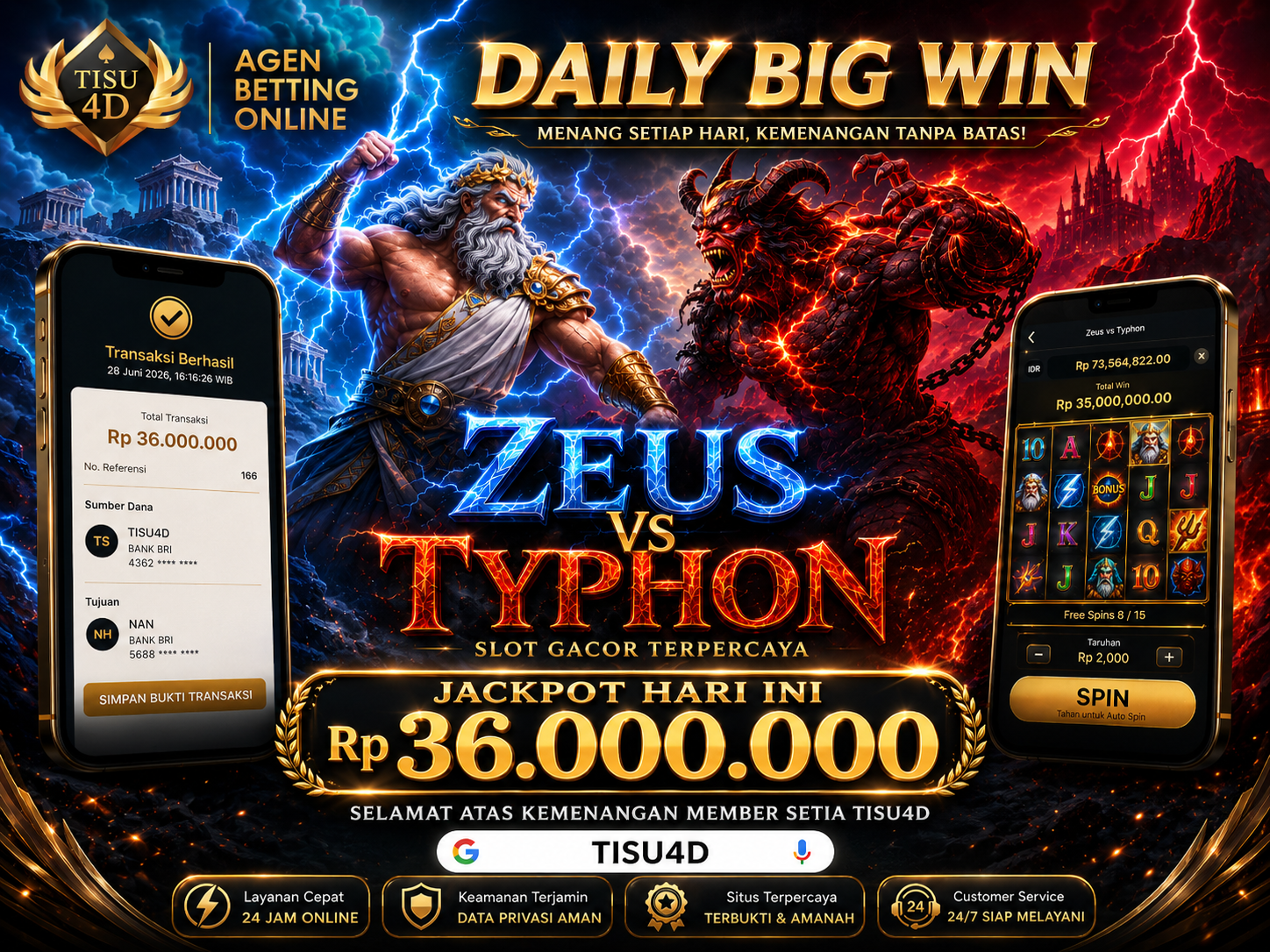 💎 LEGENDARY BATTLE, LEGENDARY EXPERIENCE 💎 ⚡️ Zeus vs Typhon menghadirkan aksi penuh tantangan