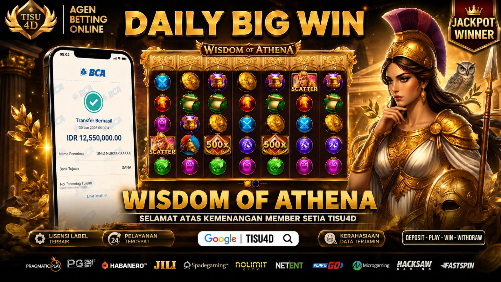 JP Paus Rp 12,5 Juta di Wisdom of Athena!