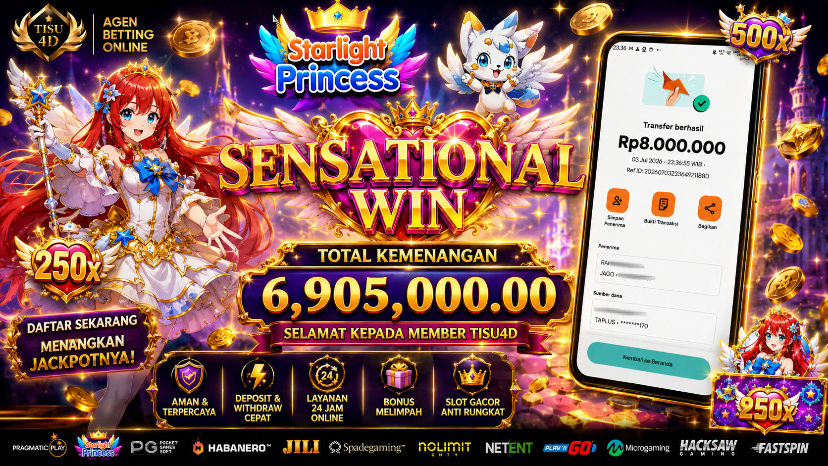 Starlight Princess Berbunga-Bunga, Banjir Perkalian 500x!