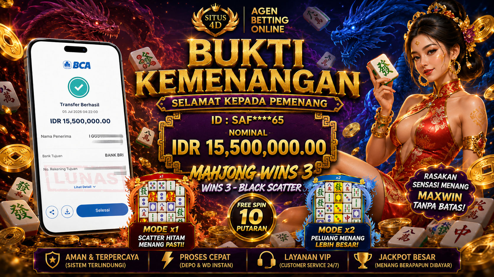 MAHJONG WINS 3: BANJIR SCATTER HITAM MAXWIN!