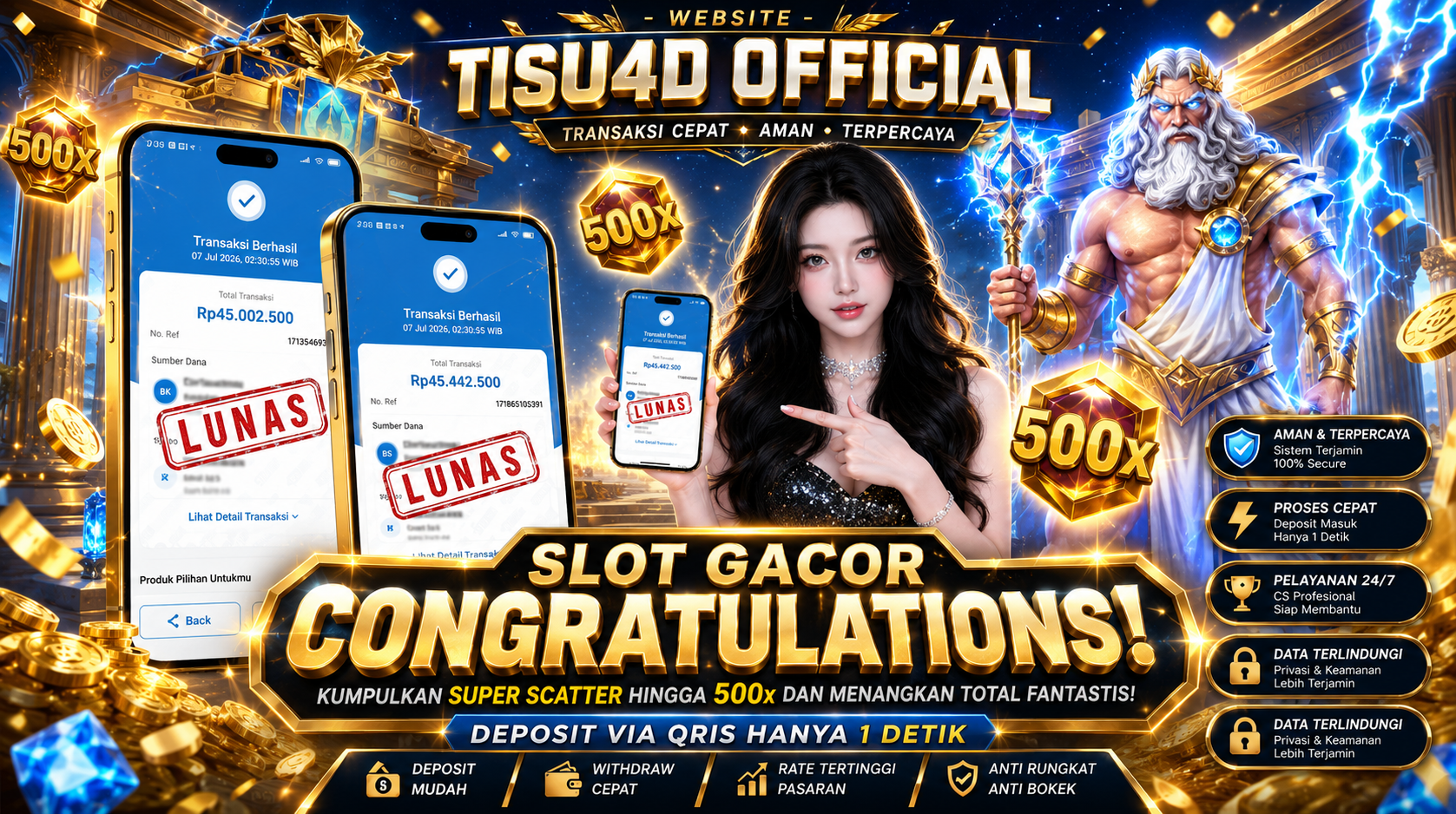 RASAKAN SENSASI BERMAIN YANG LEBIH BERKELAS BERSAMA TISU4D OFFICIAL DENGAN PROSES DEPOSIT DAN WITHDRAW SUPER CEPAT, PELAYANAN RAMAH 24 JAM, SERTA PENGALAMAN BERMAIN YANG AMAN DAN NYAMAN!