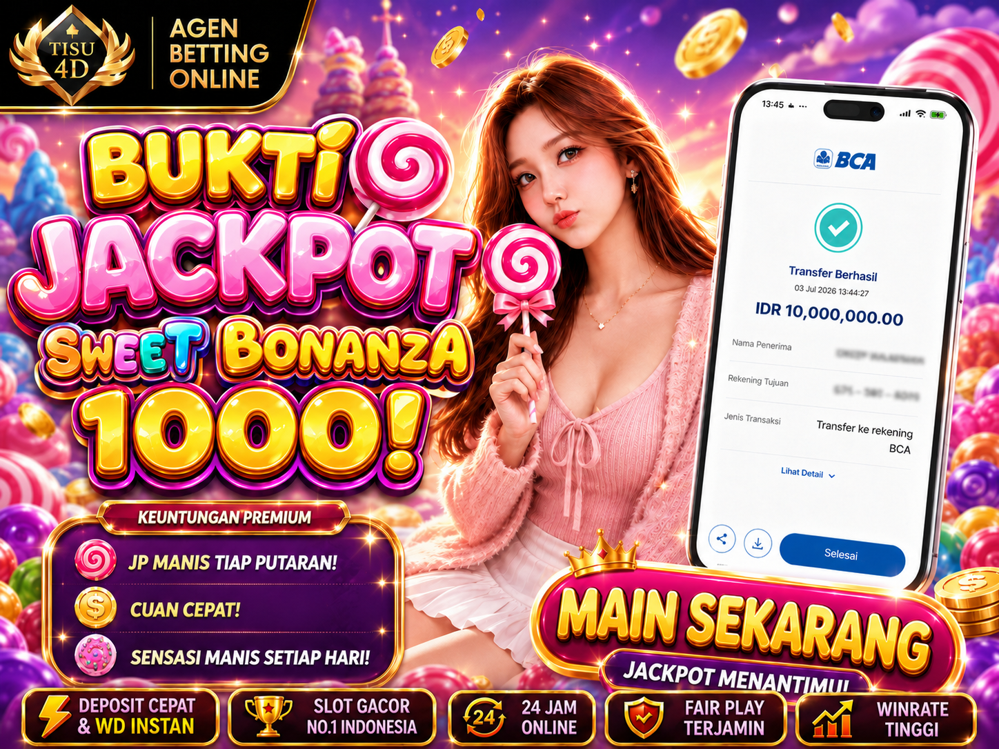 🍬 SWEET BONANZA 1000 🍬 ✨ Warna Ceria 🎁 Fitur Menarik 🎯 Sensasi Bermain Maksimal 🔥 Saatnya bergabung dan nikmati petualangannya!