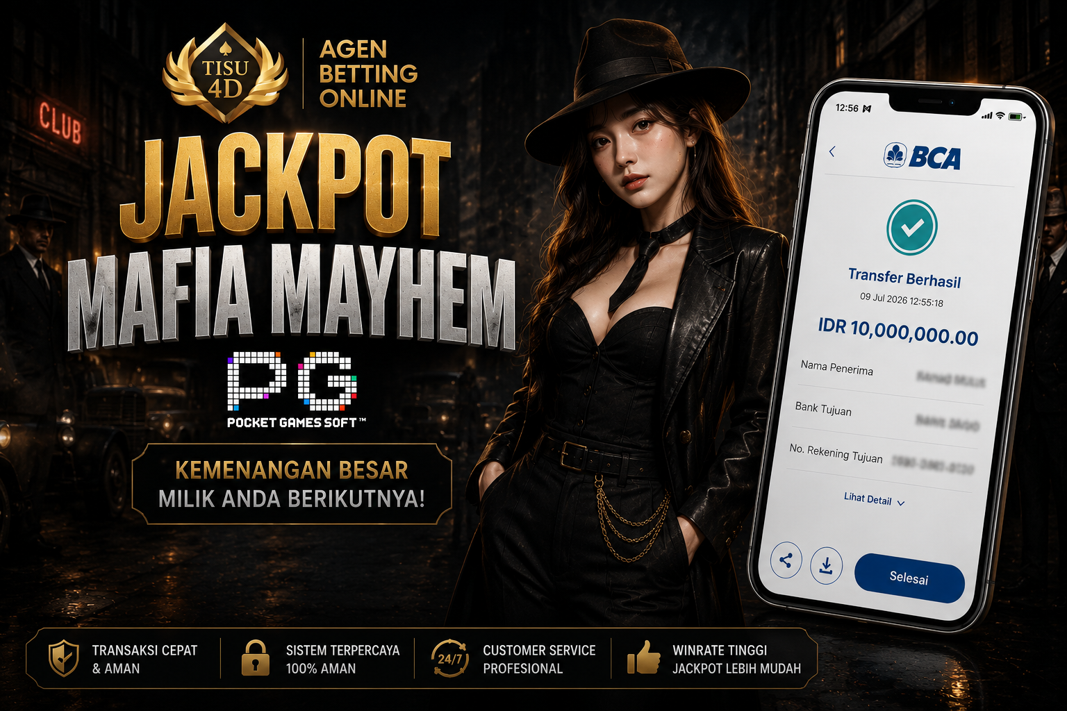 MAFIA JANGAN DITAKUTI, TAPI DIBERSIHKI! "Rebut semua harta tersembunyi mafia di Mafia Mayhem. Transaksi cepat dan aman 100%. Daftar sekarang dan buktikan winrate tingginya!"