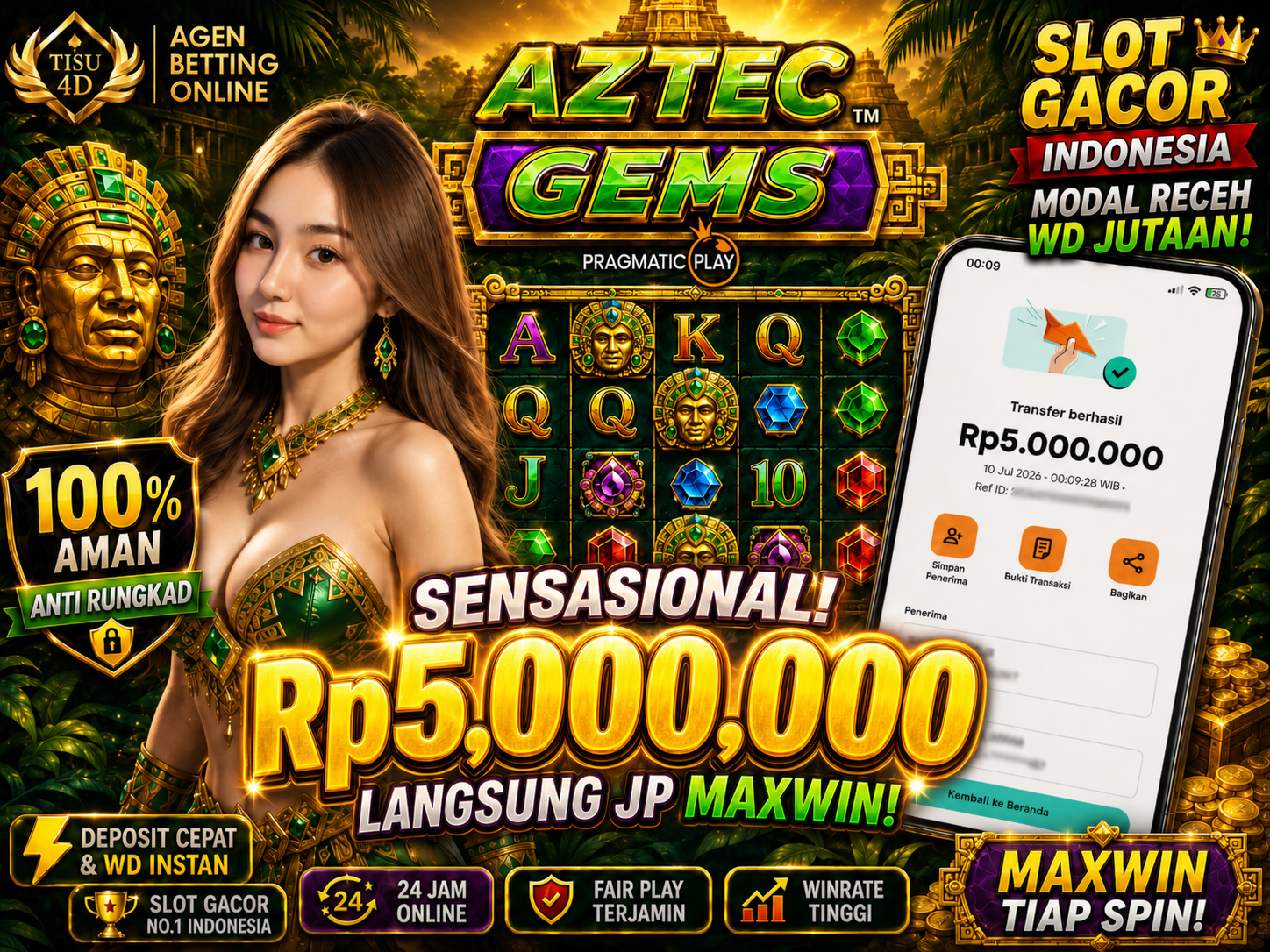 🔥 AZTEC GEMS 🔥 Rasakan Sensasi Spin yang Mendebarkan! Main Seru, Peluang Besar Menanti!