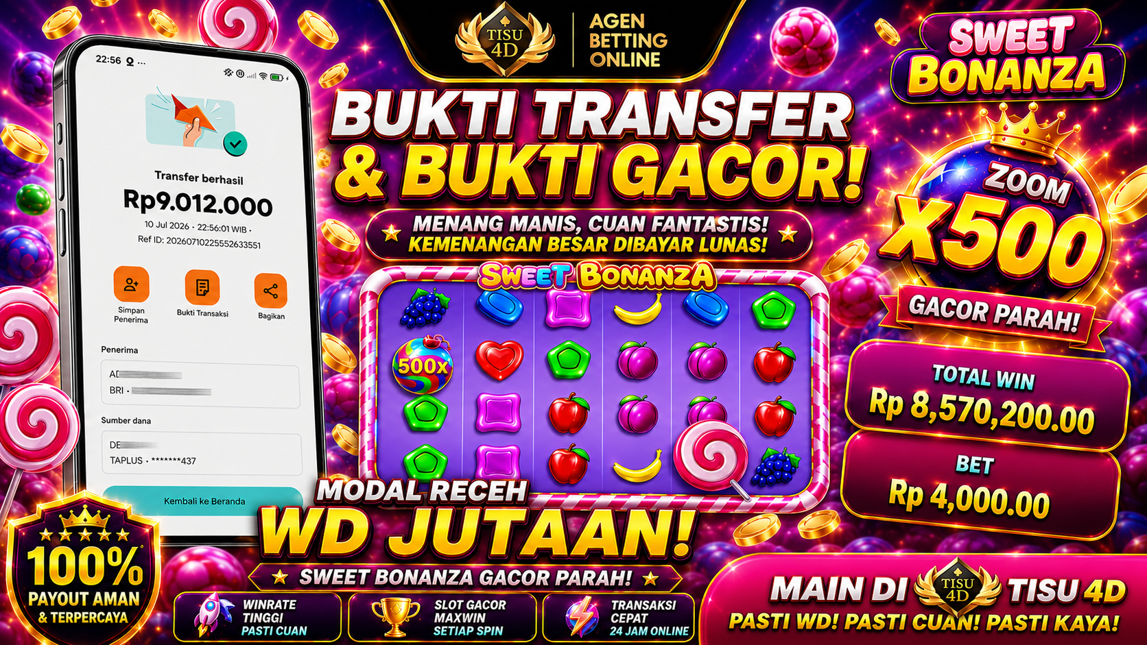 SWEET BONANZA PECAH X500: MENANG MANIS, DIBAYAR LUNAS! 🍭