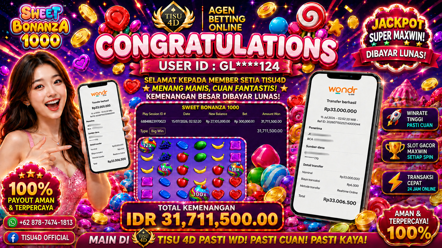 SWEET BONANZA 1000 MELEDAK! JACKPOT SUPER MAXWIN IDR 31+ JUTA!