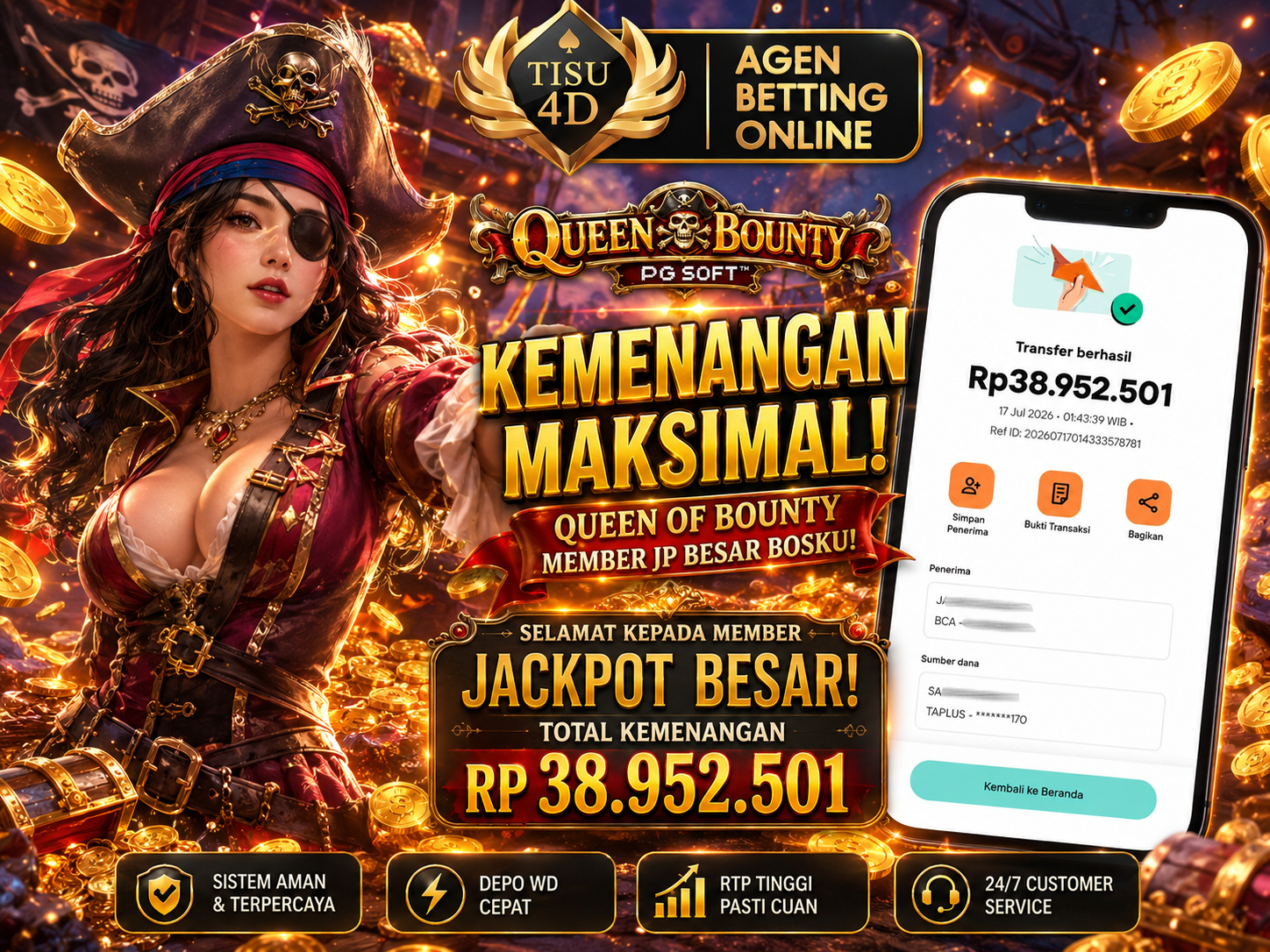 🏴‍☠️ QUEEN OF BOUNTY BAGI-BAGI DUIT! MEMBER JACKPOT BESAR! 🏴‍☠️