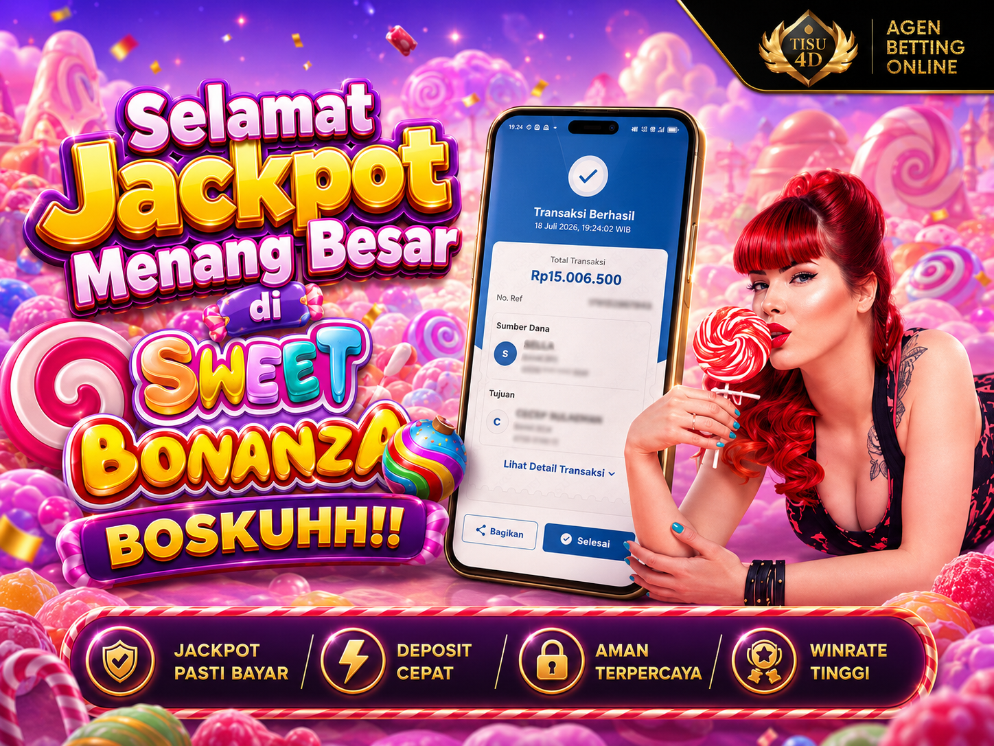 "SWEET BONANZA PECAH PARAH BOSKUHH! JACKPOT MANIS MELEDAK HARI INI!! 🍬🔥