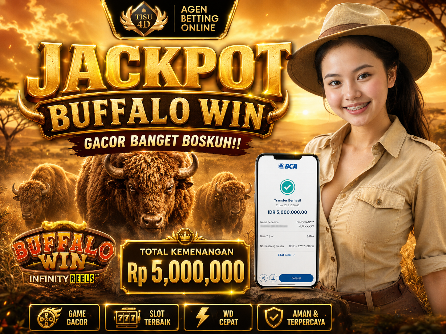 "SERUDUKAN JACKPOT BUFFALO WIN MEMANGGANG REKENING!! 🦬🔥