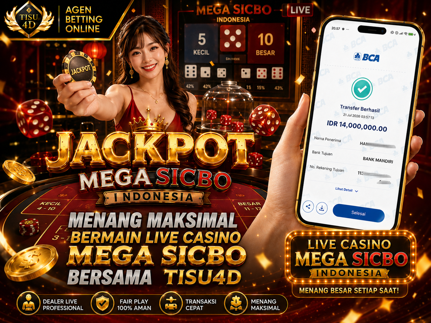 Sensasi Menang Maksimal di Mega Sicbo Live Casino!