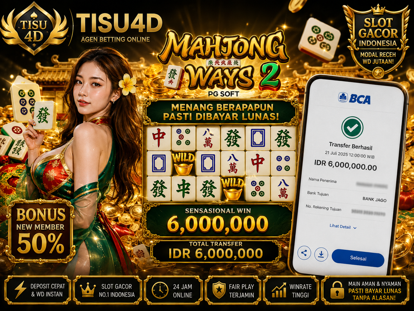 🎉 CUAN BESAR DIMULAI DARI SINI! 🎉 Mahjong Ways 2 favorit para pemain! ⚡️ Winrate tinggi ⚡️ Proses WD cepat & aman ⚡️ Pelayanan 24 Jam Gabung sekarang hanya di TISU4D!