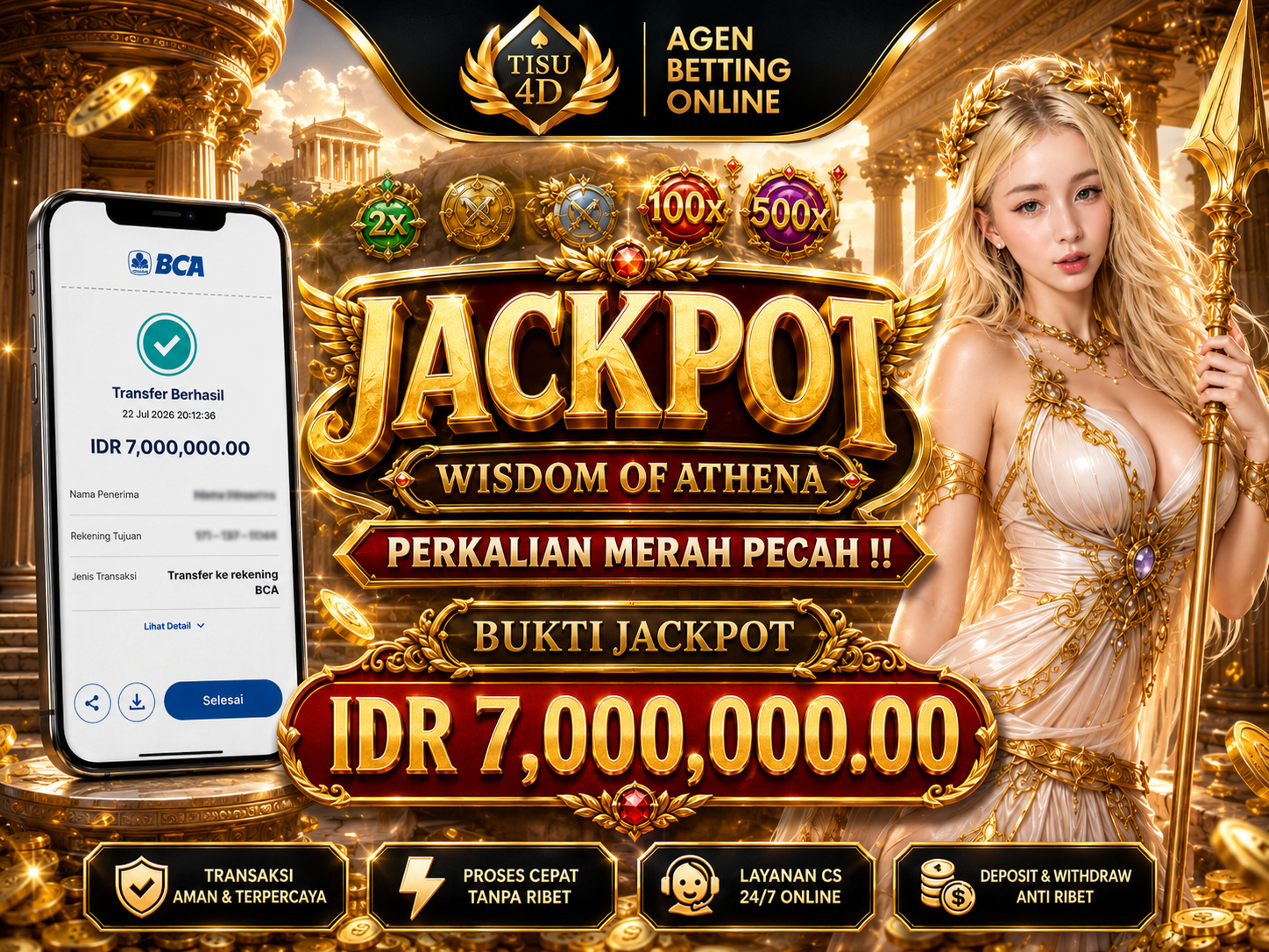 Pecah Merah Lagi! Athena Bagi-Bagi Jackpot Terbesar Pekan Ini! 🏛️ Jangan cuma nonton, jemput keberuntunganmu di TISU 4D sekarang juga!