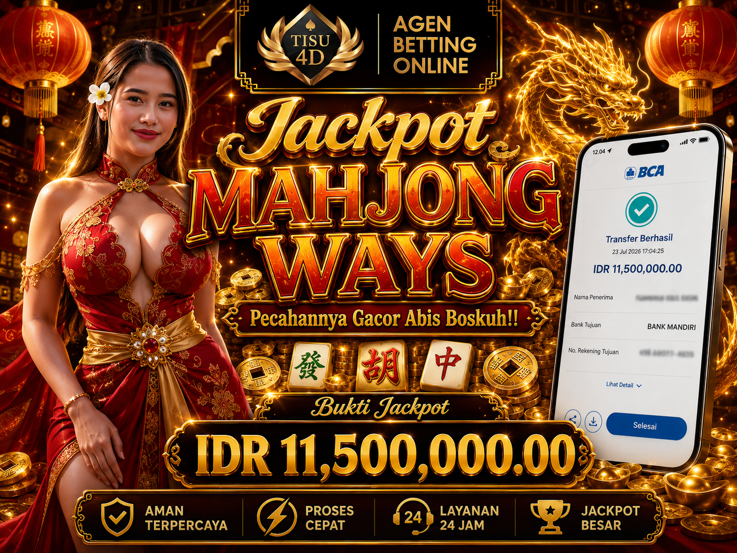 Pecahannya Gacor Abis Bosku! Mahjong Ways Kasih Bukti Bukan Janji! 🔥 Cair lagi IDR 11.500.000,00 langsung masuk ke rekening tujuan. Gabung bersama Agen Betting Online resmi dan terpercaya sekarang ju