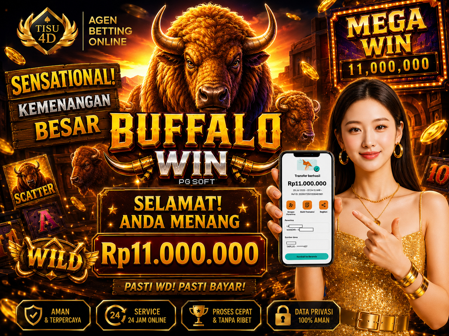 MEGA WIN REAL! BUKTI KEMENANGAN BUFFALO WIN DI TISU4D!