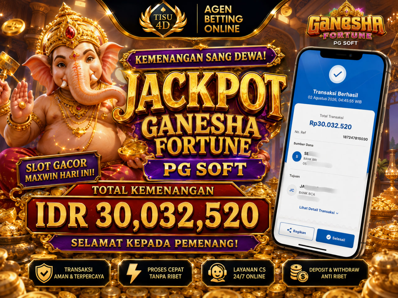 Dewa Ganesha Bagi Rezeki Di Awal Bulan: Maxwin IDR 30 Juta Instan!