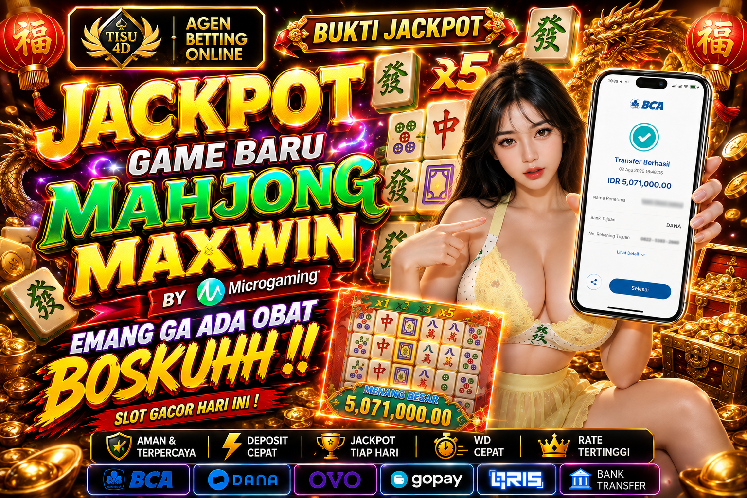 🔥 JACKPOT MAHJONG MAXWIN! 🔥 BUKTI WD BERTEBARAN SETIAP HARI!  💥 Main Sekali, Peluang Maxwin Berkali-kali! 💥 Jackpot Besar Menanti Member Beruntung! 💥 Proses Deposit & Withdraw Super Cepat! 💥 Mai