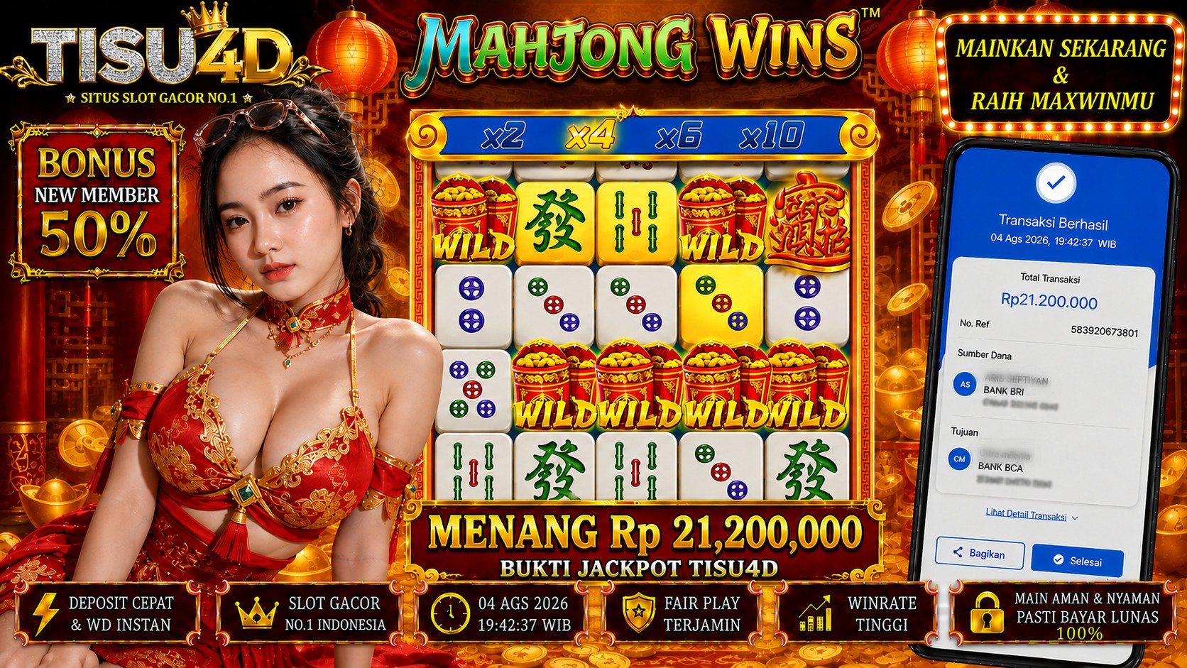 🀄 MAHJONG WINS PALING GACOR HARI INI! 🀄 💥 MAXWIN BESAR MENANTI MEMBER BERUNTUNG!  🔥 Bonus New Member 50% 🔥 Deposit & Withdraw Kilat 🔥 Winrate Tinggi, Peluang Maxwin Maksimal 🔥 Pelayanan Online