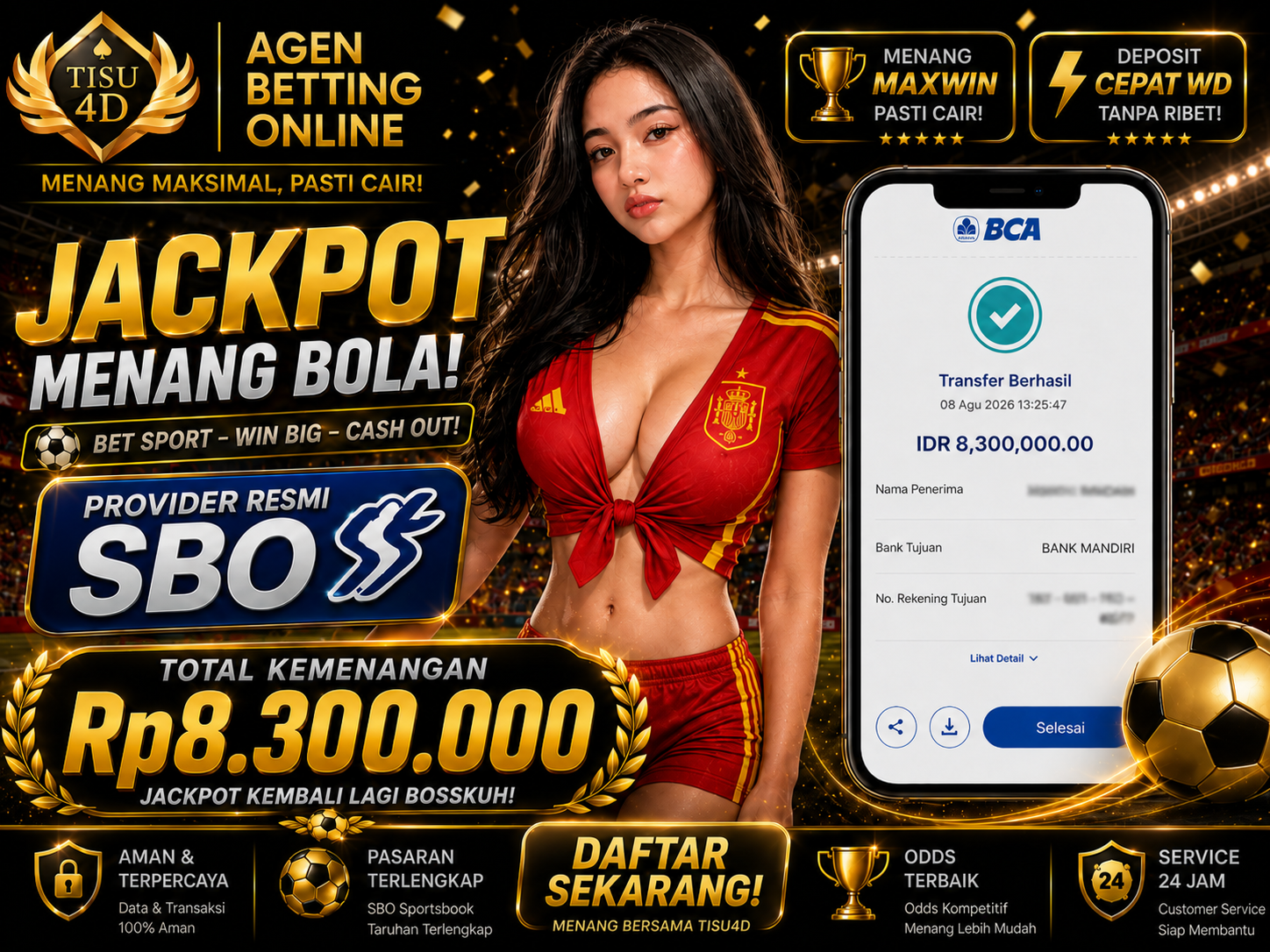 MENANG BESAR, CASH OUT LEBIH CEPAT!  BET SPORT • WIN BIG • CASH OUT  🏆 ODDS MENARIK ⚡ PROSES TRANSAKSI CEPAT ⚽ PILIHAN SPORT LENGKAP 🎯 MAIN DENGAN STRATEGI  RAIH KEMENANGANMU HARI INI!  DAFTAR SEKAR