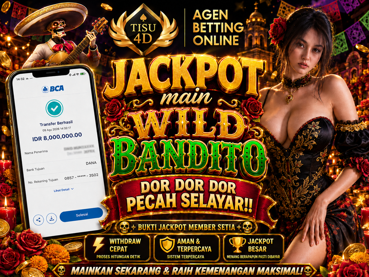 WILD BANDITO DOR DOR DOR — PECAH SELAYAR!  🌹 PETUALANGAN SERU DIMULAI! 💰 NUANSA PREMIUM & SPEKTAKULER 🎰 AKSI GAME NONSTOP ⚡ SENSASI BERBEDA DI SETIAP PUTARAN  WILD BANDITO — LET THE ADVENTURE BEGIN