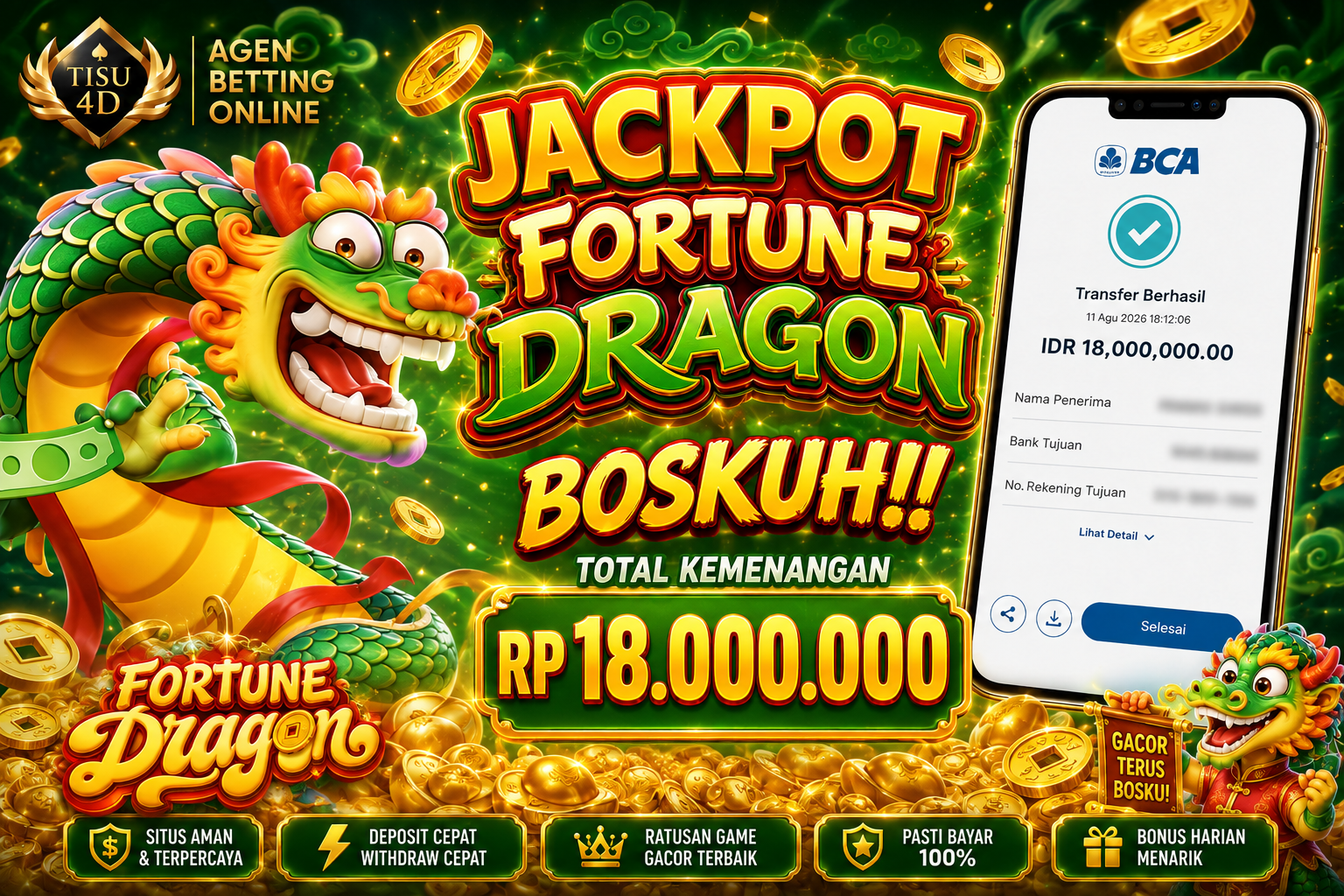🐉 FORTUNE DRAGON  JACKPOT FANTASTIS! FORTUNE DRAGON REZEKI NAGA EMAS