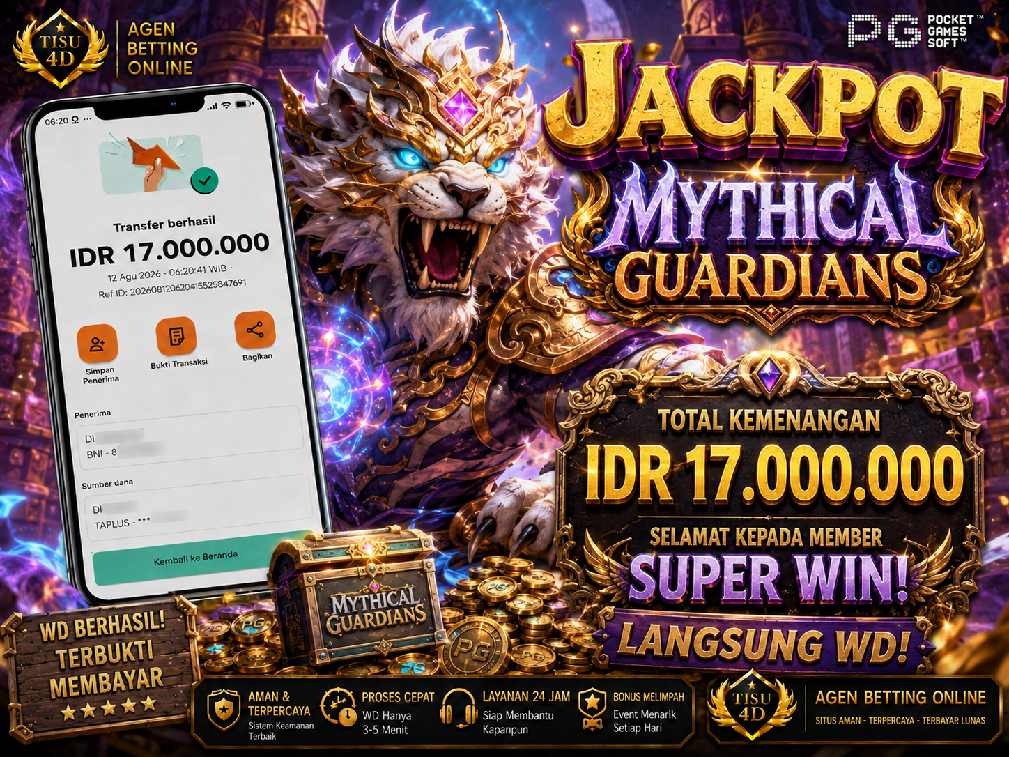 Amukan Harimau Mistis: Tembus Jackpot IDR 17.000.000 di Mythical Guardians! 🐯