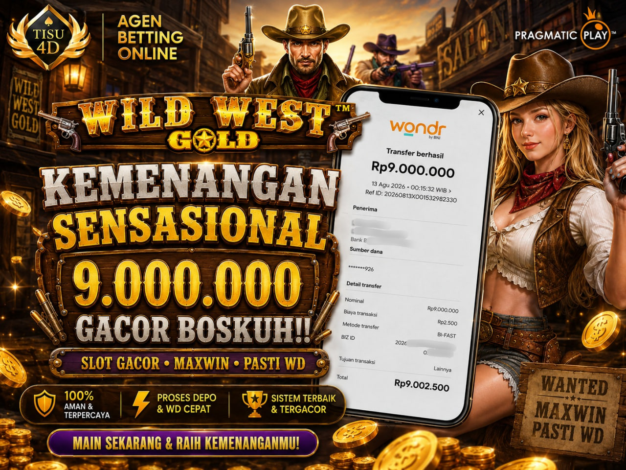 Serbuan Koboi Cuan: Kemenangan Sensasional Rp9.000.000 di Wild West Gold! 🤠