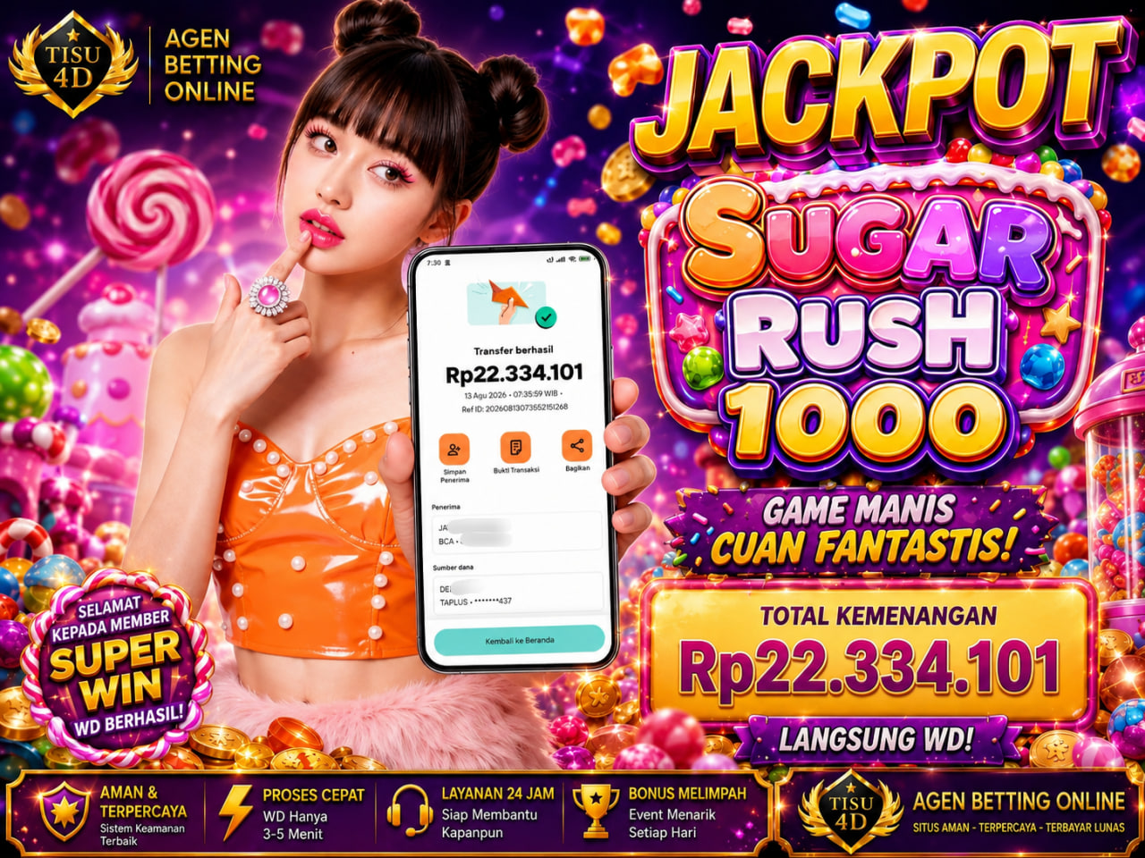 Hujan Permen Spektakuler: Sambar Maxwin Fantastis Rp38.450.000 di Sugar Rush 1000! 🍭