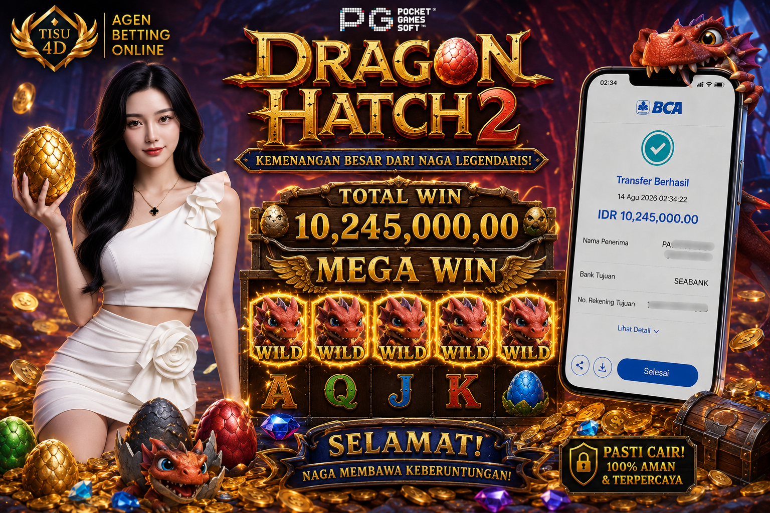Amukan Naga Membawa Keberuntungan: Mega Win IDR 10.245.000 di Dragon Hatch 2!