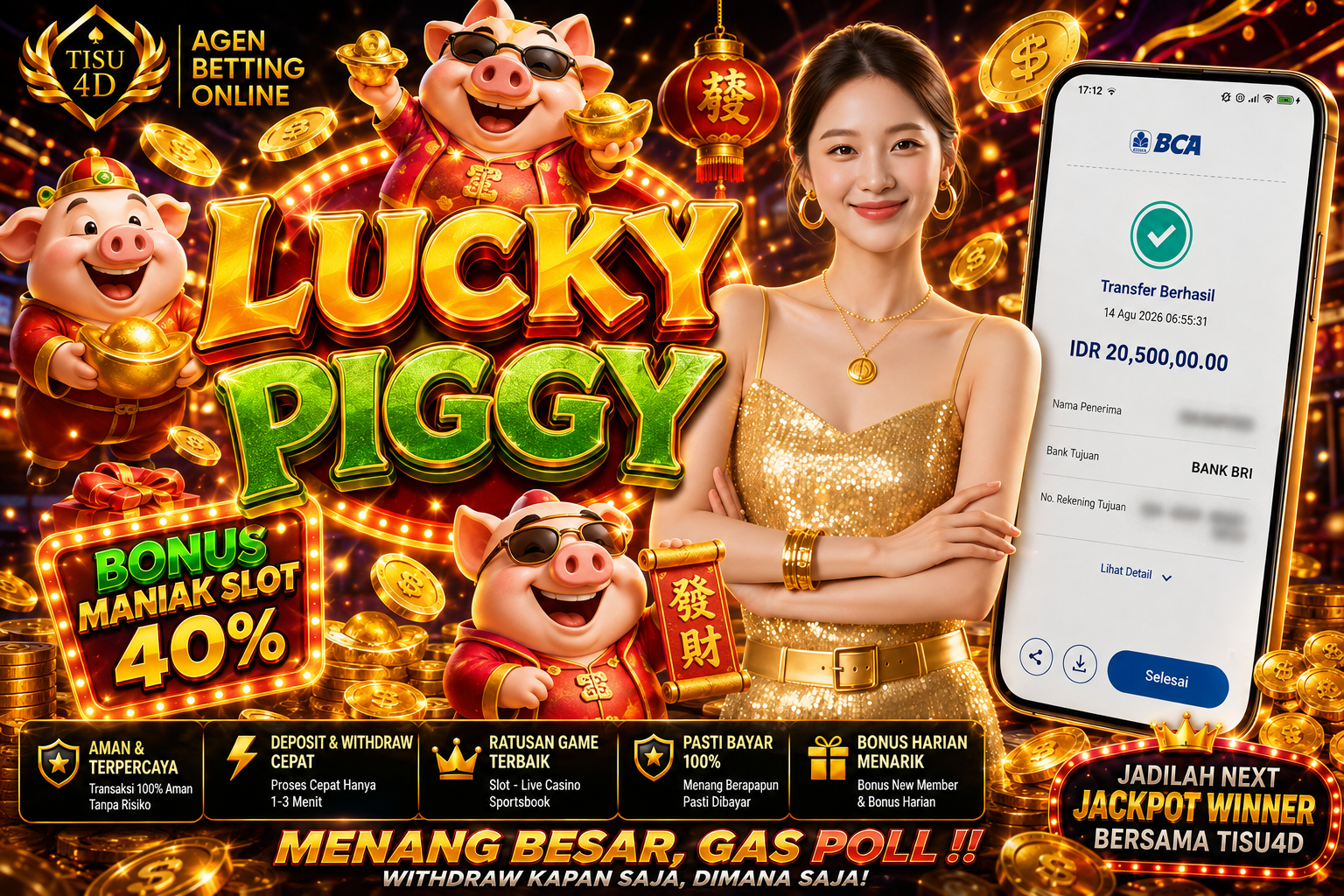 Brankas Celengan Pecah! Raih Jackpot Fantastis IDR 20.500.000 di Lucky Piggy! 🐷