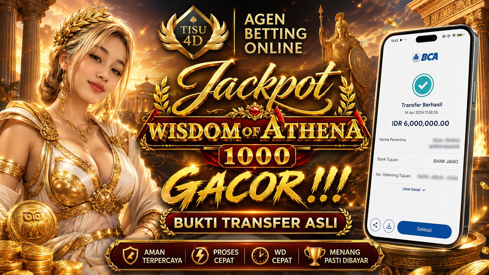 👑 JACKPOT WISDOM OF ATHENA! ⚡  Saat keberuntungan bertemu dengan strategi, setiap putaran terasa makin mendebarkan! 🔥 ✨ 1000 GACOR!!! ✨ 💰 Sensasi jackpot yang bikin jantung berdebar 🏆 Nuansa kemen
