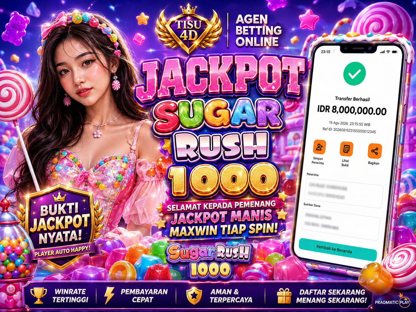 SUGAR RUSH 1000: Panen Jackpot Manis IDR 8.000.000 Hari Ini!