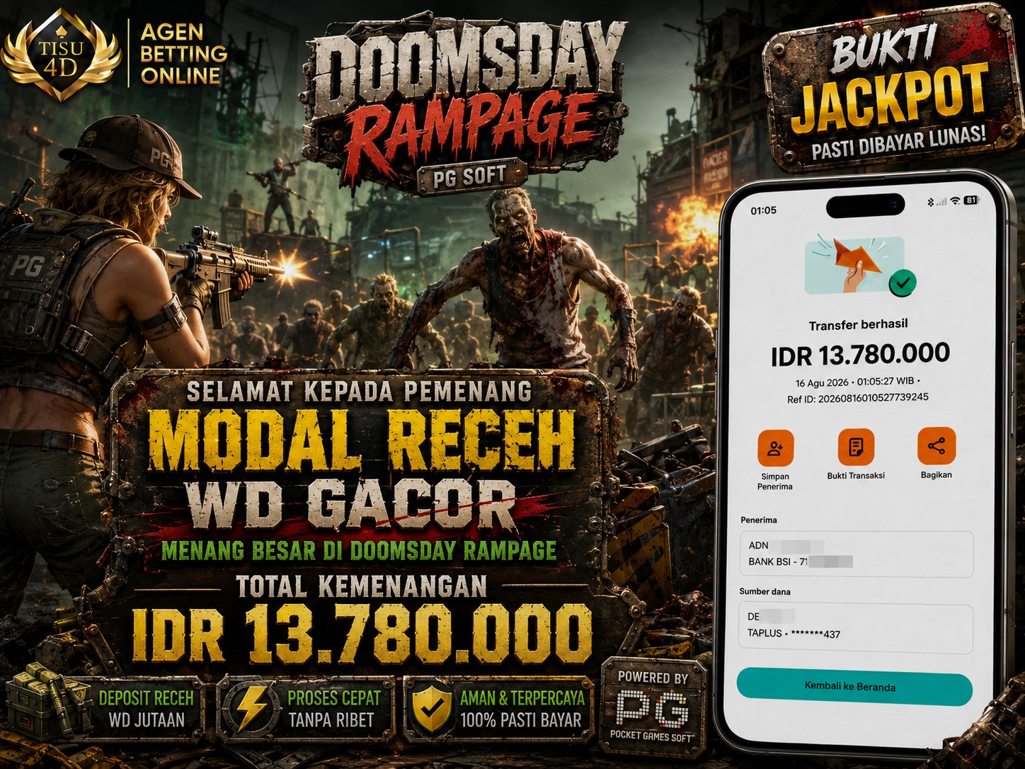 DOOMSDAY RAMPAGE: Modal Receh, WD Gacor IDR 13.780.000!