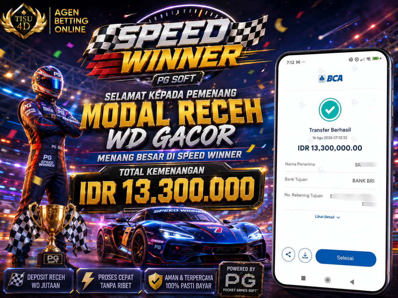 SPEED WINNER: Tancap Gas Modal Receh, WD Kilat IDR 13.300.000!