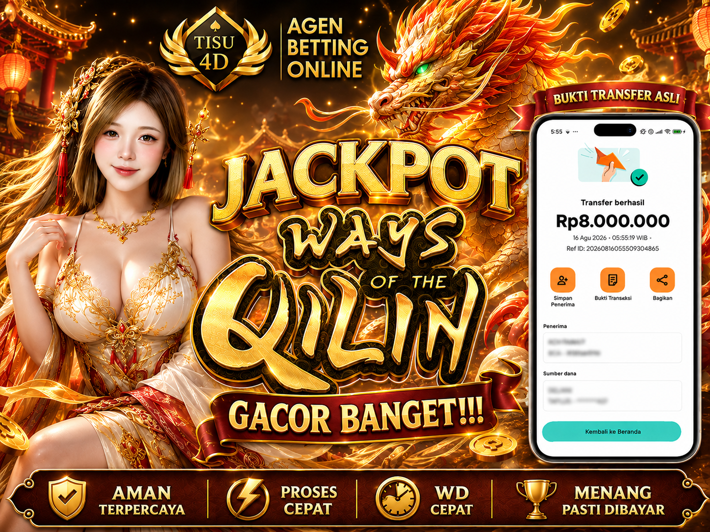 🐉✨ JACKPOT WAYS OF THE QILIN ✨🐉  Legenda Qilin hadir membawa nuansa keberuntungan dan petualangan yang penuh kejutan! 🌟
