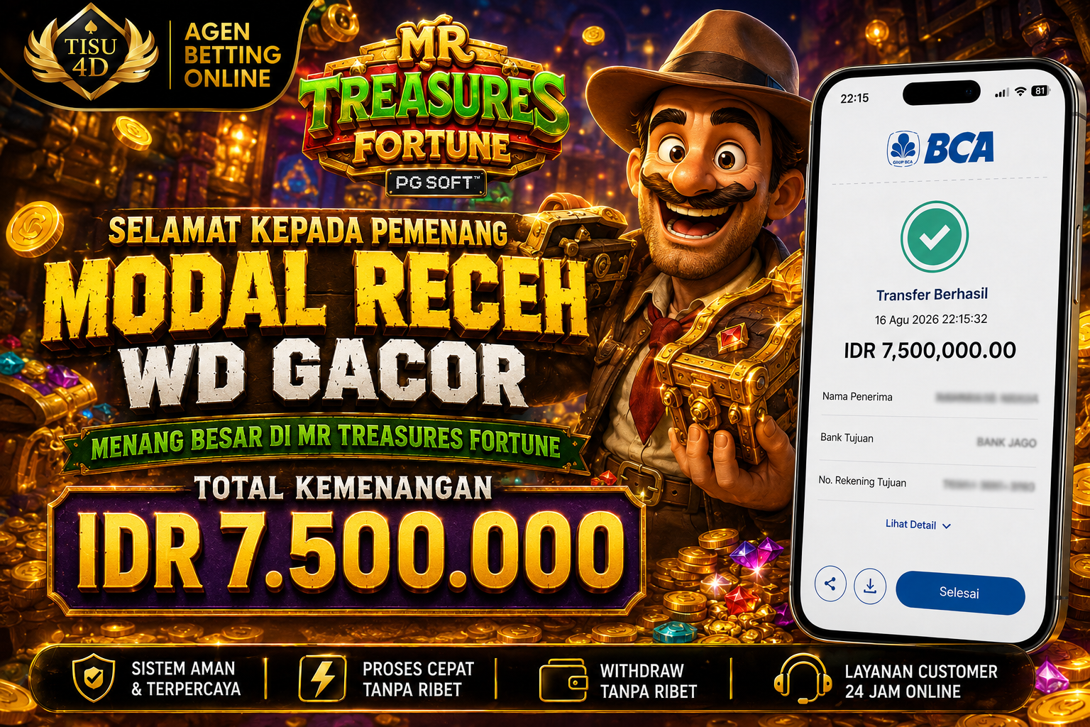 MR TREASURES FORTUNE: Bongkar Peti Emas, Tarik Tunai IDR 7.500.000!