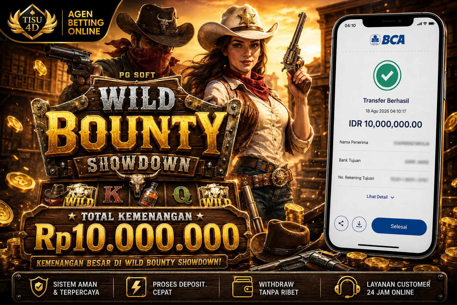 WILD BOUNTY SHOWDOWN: Tembak Jackpot Koboi, Tarik Tunai IDR 10.000.000!
