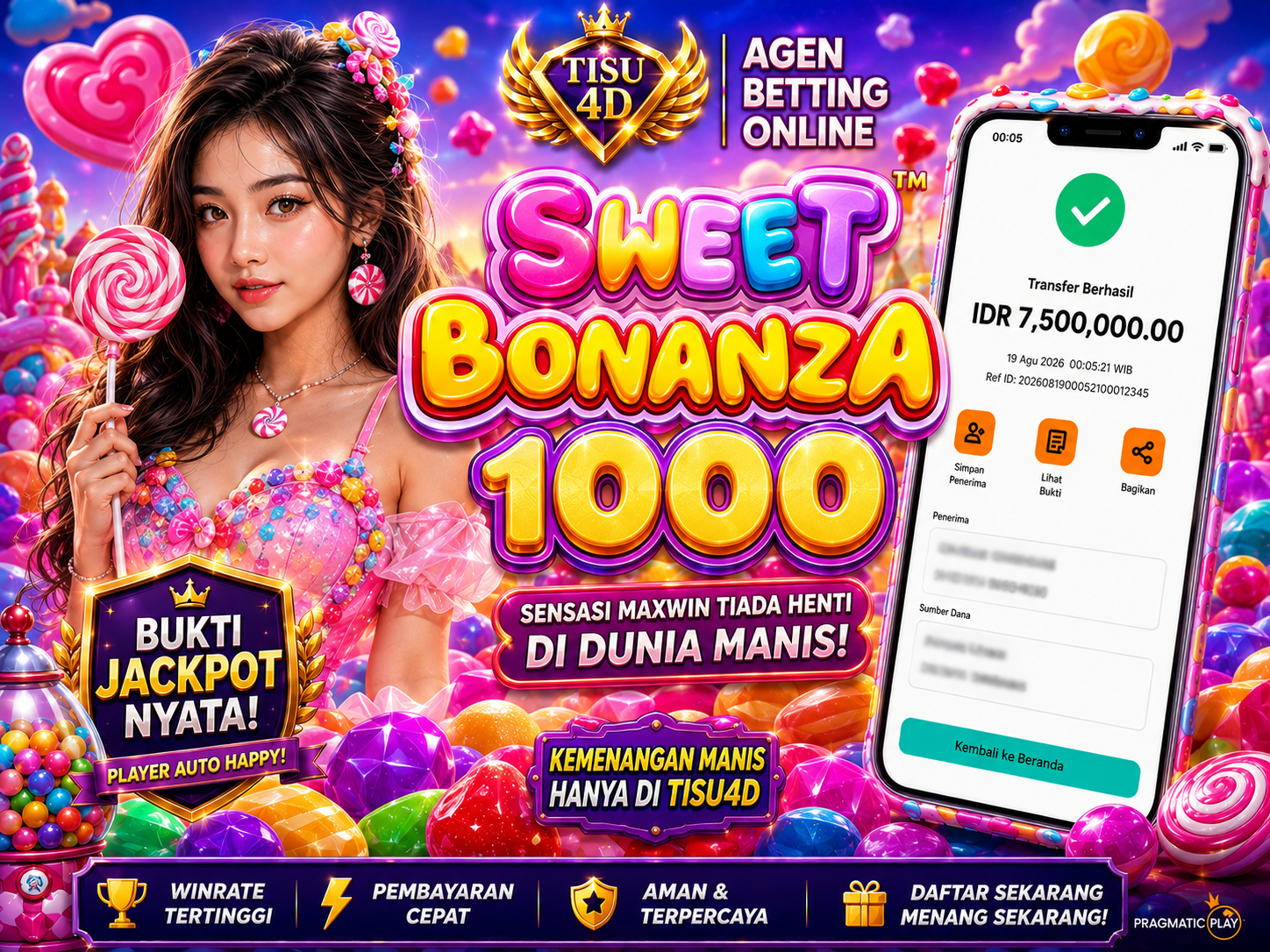 🍭 SENSASI MAXWIN TIADA HENTI! TOTAL JACKPOT IDR 7.500.000 MALAH CAIR! 🍭