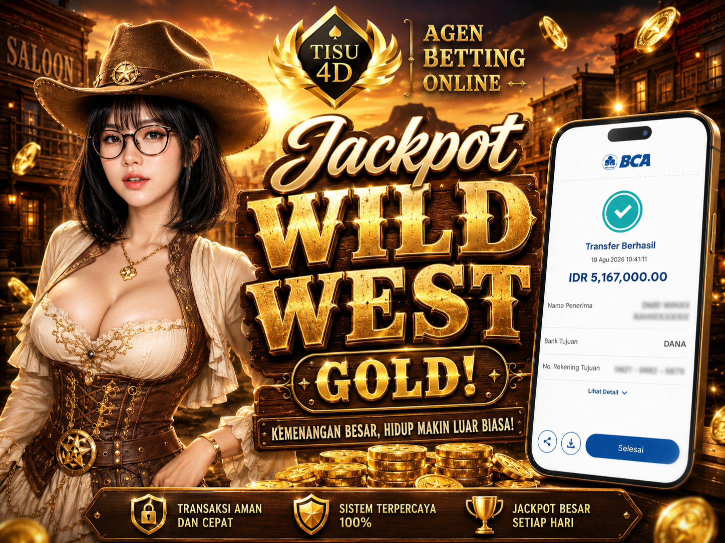 Siap berpetualang di dunia Wild West dan berburu emas melimpah? Rasakan sendiri sensasi Kemenangan Sensasional Rp5.167.000 di game legendaris Wild West Gold dari Pragmatic Play! Jangan tunggu lama lag
