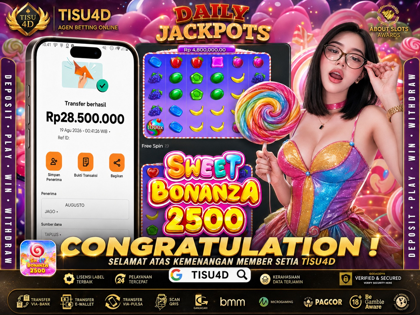 🎉 CONGRATULATIONS! 🎉 Selamat atas kemenangan luar biasa! 🏆✨  💰 JACKPOT BESAR, MOMEN TAK TERLUPAKAN! Semoga keberuntungan dan kebahagiaan selalu menyertai setiap langkahmu. 🌟  TISU4D — SELAMAT ATA