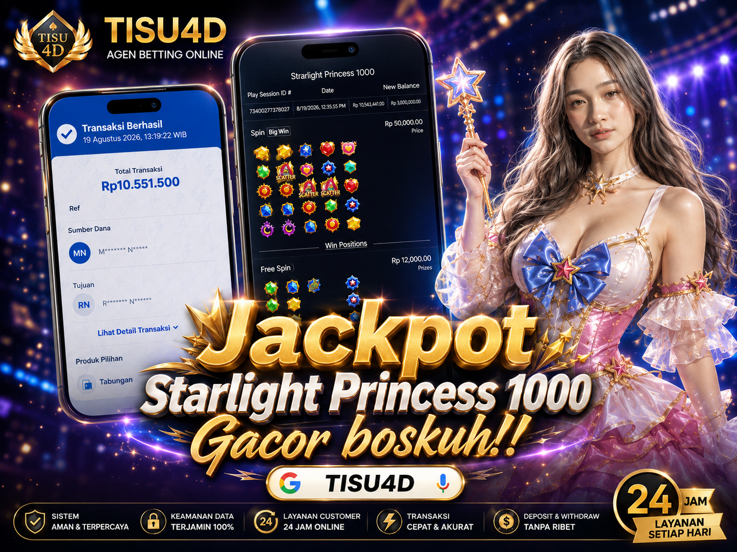✨ JACKPOT STARLIGHT PRINCESS 1000! ✨ 💰 GACOR BOSKUH, MOMEN MENANG BIKIN SUMRINGAH! 🔥 🌟 Tampil gemerlap, hasil bikin terpukau! 🏆 SELAMAT ATAS KEMENANGANNYA! Nikmati momennya dan jadikan kemenangan