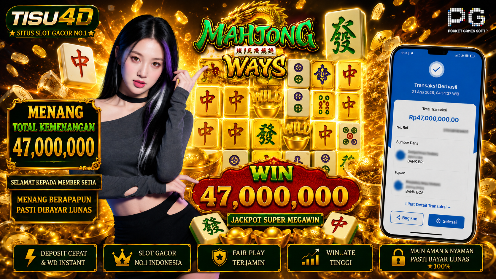 🀄 SUPER MEGAWIN MELEDAK! TOTAL KEMENANGAN Rp47.000.000 CAIR! 🀄