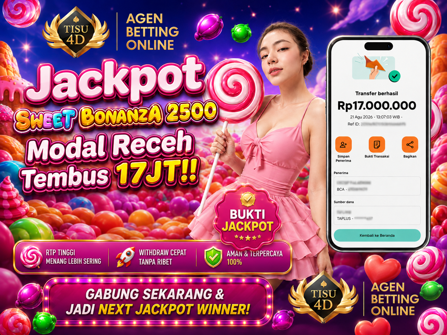 🍭🔥 JACKPOT SWEET BONANZA BIKIN HEBOH! 🔥🍭 💰 Modal receh, jackpot tembus Rp17 JUTA! ✨ SWEET BONANZA — KESERUAN MANIS, JACKPOT FANTASTIS! 💎 HANYA DI TISU4D!