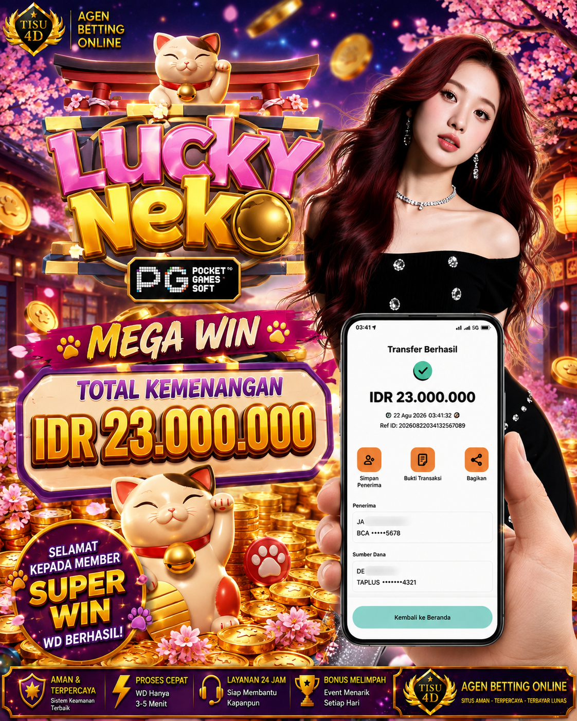 🐱 KUCING EMAS BAWA KEBERUNTUNGAN! TOTAL MEGA WIN IDR 23.000.000 CAIR! 🐱