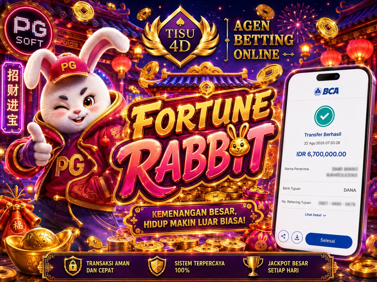 🐇 KELINCI HOKI BAGI-BAGI REZEKI! TOTAL KEMENANGAN IDR 6.700.000!