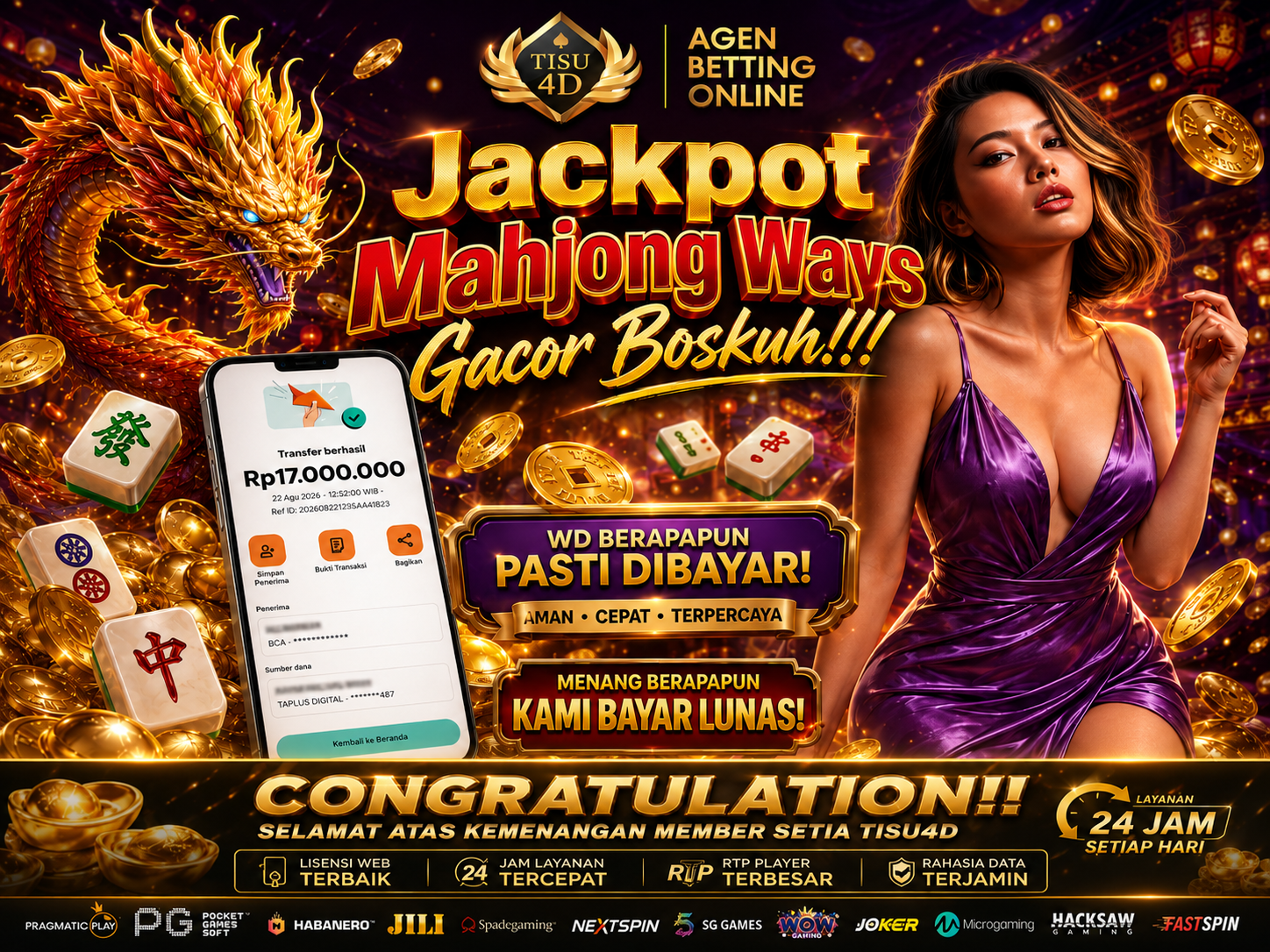 ✨ Mahjong Ways hadir dengan nuansa penuh keberuntungan! 🏆 CONGRATULATION ATAS KEMENANGAN MEMBER TISU4D! ⚡ Sensasi seru, tampilan meriah, dan momen kemenangan yang bikin nagih!