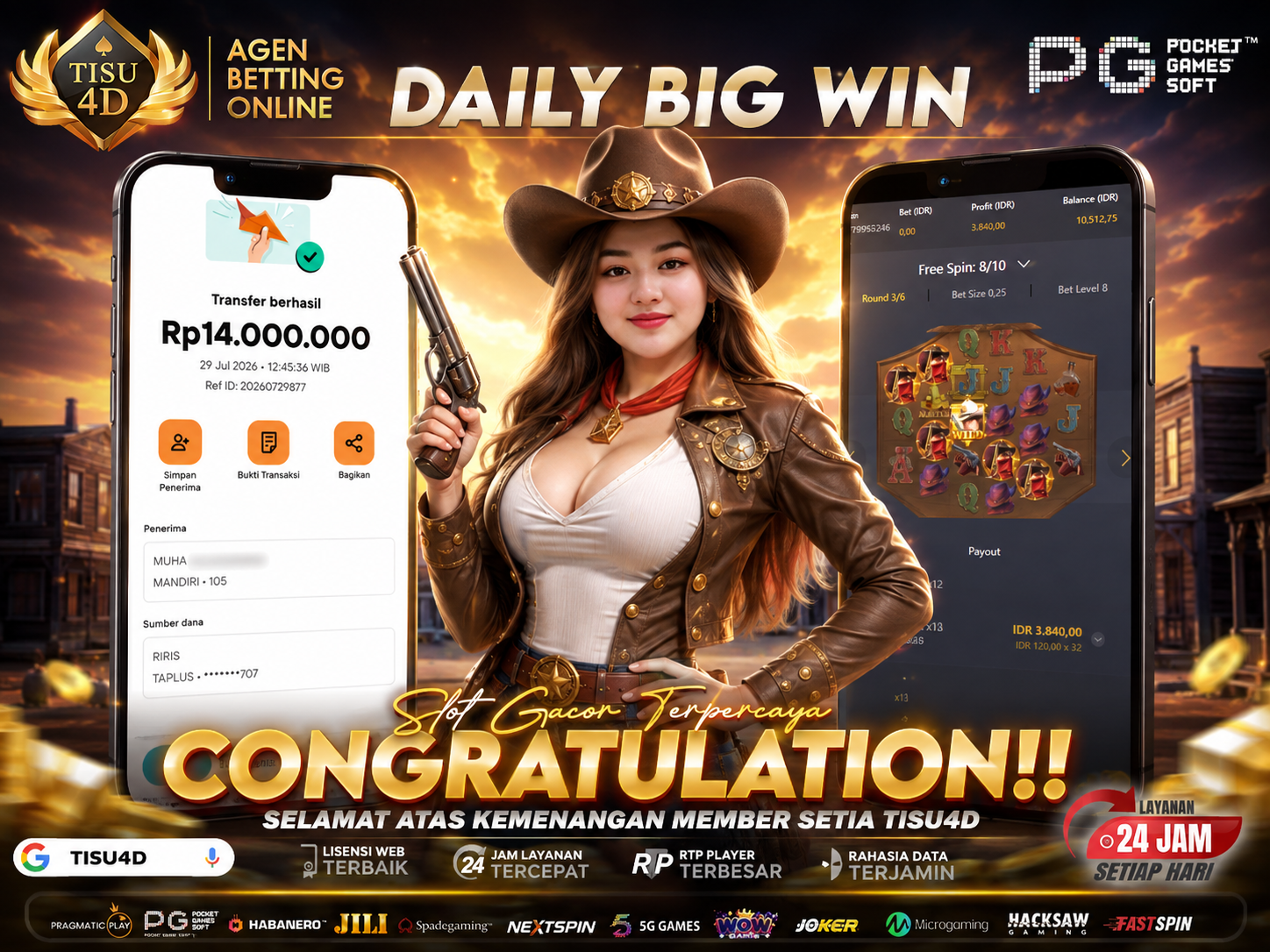 🔥 DAILY BIG WIN! 🔥  💰 JACKPOT BESAR, KEMENANGAN MAKIN GEMILANG! ✨ Selamat atas kemenangan member setia TISU4D! 🎰 Main dengan seru, nikmati setiap putaran, dan raih momen kemenanganmu!  🏆 CONGRATU